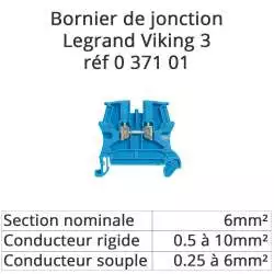 bornier bloc de jonction legrand viking 3 couleur bleu legrand 037102