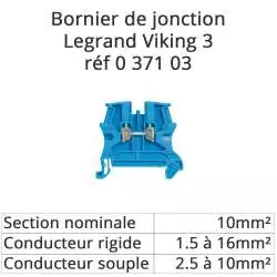 bornier bloc de jonction legrand viking 3 couleur bleu legrand 037103