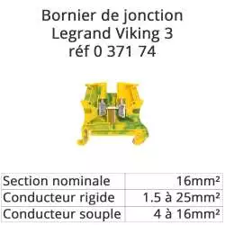 bornier bloc de jonction legrand viking 3 couleur vert/jaune legrand 037174