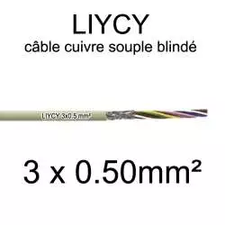 câble électrique blindé série LIYCY 0.5mm2 3 conducteurs 3x0.5mm2