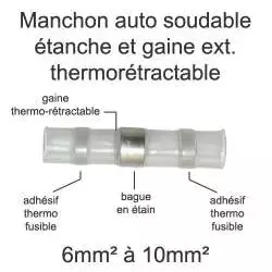 manchon autosoudeur de jonction électrique pour section entre 6mm2 et 10mm2 avec bague de colle thermofusible étanche