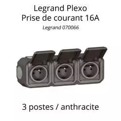 prise de courant legrand plexo référence 070066 3 postes anthracite