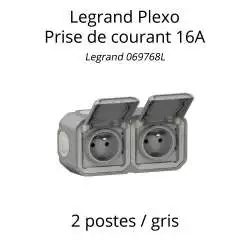 prise de courant legrand plexo référence 069768L 2 postes gris