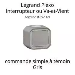 interrupteur va et vient témoin legrand plexo commande simple couleur gris référence 069712L