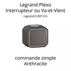 interrupteur va et vient legrand plexo commande simple couleur anthracite référence 069761L