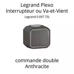 interrupteur va et vient legrand plexo commande double couleur anthracite référence 069775L