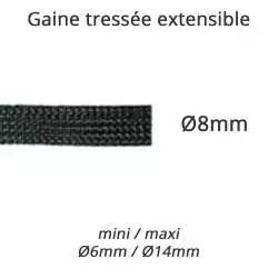 gaine tressée extensible diamètre 8mm couleur noire gaine tressée extensible diamètre 8mm couleur noire
