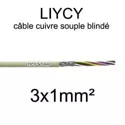 câble électrique blindé série LIYCY 3x1 section 1mm² 3 conducteurs