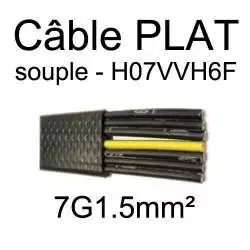 câble électrique plat noir souple série H07VVH6F 7G1.5 7 conducteurs 1.5mm²