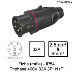 prise industrielle P17 walther werke fiche mâle 32A triphasé
