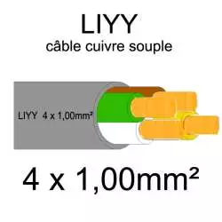 câble cuivre souple isolé PVC série LIYY 4 conducteurs 1mm2 4x1mm2