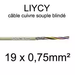 câble électrique blindé série LIYCY 19x0.75 section 0.75mm² 19 conducteurs