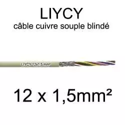 câble électrique blindé série LIYCY 12x1.5 section 1.5mm² 12 conducteurs