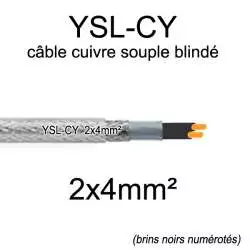 câble électrique cuivre souple blindé YSL-CY 2 conducteurs 4mm² 2x4mm2