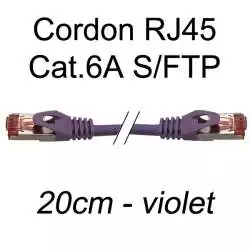 cordon réseau ethernet RJ45 cat.6A SFTP - 20cm - violet