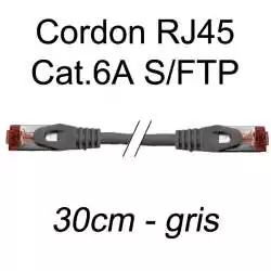 cordon réseau ethernet RJ45 cat.6A SFTP - 30cm - gris
