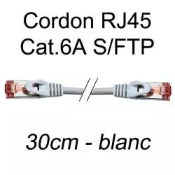 cordon réseau ethernet RJ45 cat.6A SFTP - 30cm - blanc