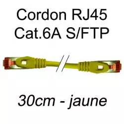 cordon réseau ethernet RJ45 cat.6A SFTP - 30cm - jaune