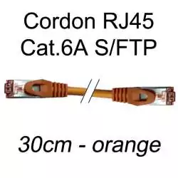 cordon réseau ethernet RJ45 cat.6A SFTP - 30cm - orange