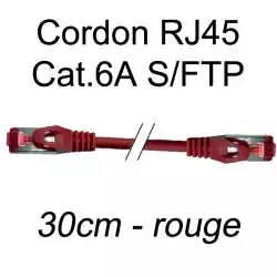 cordon réseau ethernet RJ45 cat.6A SFTP - 30cm - rouge