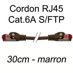 cordon réseau ethernet RJ45 cat.6A SFTP - 30cm - marron