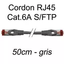 cordon réseau ethernet RJ45 cat.6A SFTP - 50cm - gris