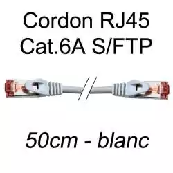 cordon réseau ethernet RJ45 cat.6A SFTP - 50cm - blanc
