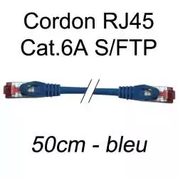 cordon réseau ethernet RJ45 cat.6A SFTP - 50cm - bleu