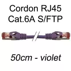 cordon réseau ethernet RJ45 cat.6A SFTP - 50cm - violet