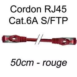 cordon réseau ethernet RJ45 cat.6A SFTP - 50cm - rouge