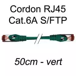 cordon réseau ethernet RJ45 cat.6A SFTP - 50cm - vert