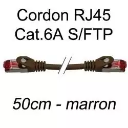 cordon réseau ethernet RJ45 cat.6A SFTP - 50cm - marron