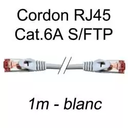cordon réseau ethernet RJ45 cat.6A SFTP - 1m - blanc