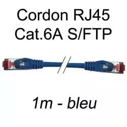 cordon réseau ethernet RJ45 cat.6A SFTP - 1m - bleu