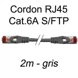 cordon réseau ethernet RJ45 cat.6A SFTP - 2m - gris