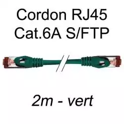 cordon réseau ethernet RJ45 cat.6A SFTP - 2m - vert