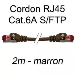 cordon réseau ethernet RJ45 cat.6A SFTP - 2m - marron