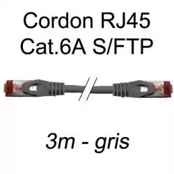 cordon réseau ethernet RJ45 cat.6A SFTP - 3m - gris