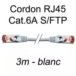 cordon réseau ethernet RJ45 cat.6A SFTP - 3m - blanc