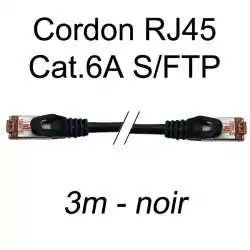 cordon réseau ethernet RJ45 cat.6A SFTP - 3m - noir
