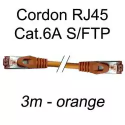 cordon réseau ethernet RJ45 cat.6A SFTP - 3m - orange