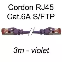 cordon réseau ethernet RJ45 cat.6A SFTP - 3m - violet