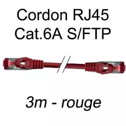 cordon réseau ethernet RJ45 cat.6A SFTP - 3m - rouge