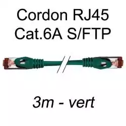cordon réseau ethernet RJ45 cat.6A SFTP - 3m - vert