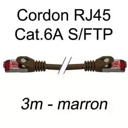 cordon réseau ethernet RJ45 cat.6A SFTP - 3m - marron