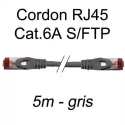 cordon réseau ethernet RJ45 cat.6A SFTP - 5m - gris