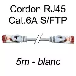 cordon réseau ethernet RJ45 cat.6A SFTP - 5m - blanc