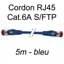 cordon réseau ethernet RJ45 cat.6A SFTP - 5m - bleu