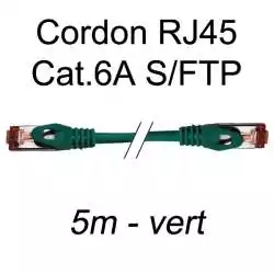cordon réseau ethernet RJ45 cat.6A SFTP - 5m - vert