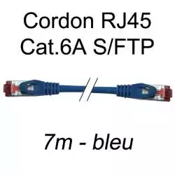 cordon réseau ethernet RJ45 cat.6A SFTP - 7m - bleu